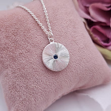 Moondance Hand Engraved Pendant with Sapphire