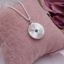 Moondance Hand Engraved Pendant with Sapphire