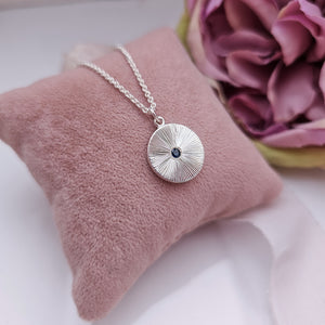 Moondance Hand Engraved Pendant with Sapphire