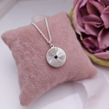 Moondance Hand Engraved Pendant with Sapphire