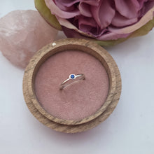 Silver stacking pebble ring with sapphire. Size N. Seconds.