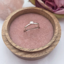 Silver stacking pebble ring.  Lab grown diamond. Size K &1/2