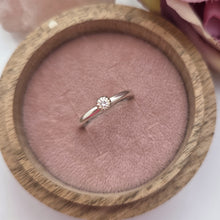 Silver stacking pebble ring. Lab grown diamond. Size M 1/2