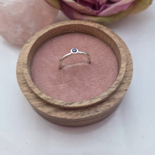 Silver stacking pebble ring with sapphire. Size N. Seconds.