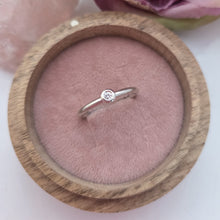 Silver stacking pebble ring. Lab grown diamond. Size S