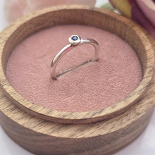 Silver stacking pebble ring. Blue Sapphire Size R1/2