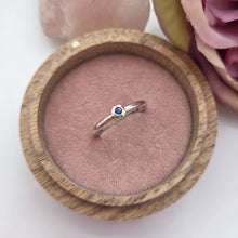 Silver stacking pebble ring. Blue Sapphire Size R1/2