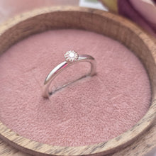 Silver stacking pebble ring. Lab grown diamond. Size M 1/2