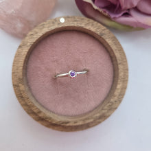 Silver stacking pebble ring. Smooth finish size S. Purple sapphire