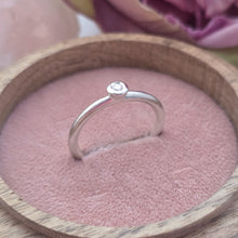 Silver stacking pebble ring. Lab grown diamond. Size S