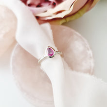 Pink Sapphire and diamond white gold ring