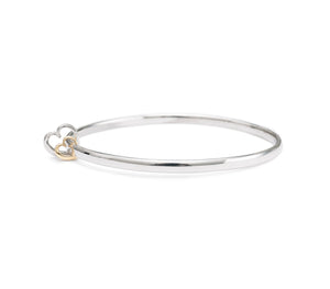 Andra Heart Duo Bangle Silver and Rose Gold