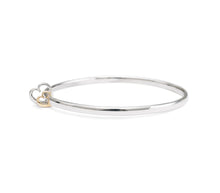 Andra Heart Duo Bangle Silver and Yellow Gold