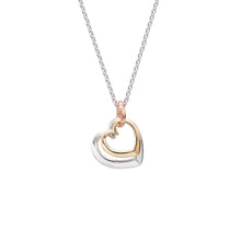 Andra Entwined Triple Heart Necklace Silver and Gold