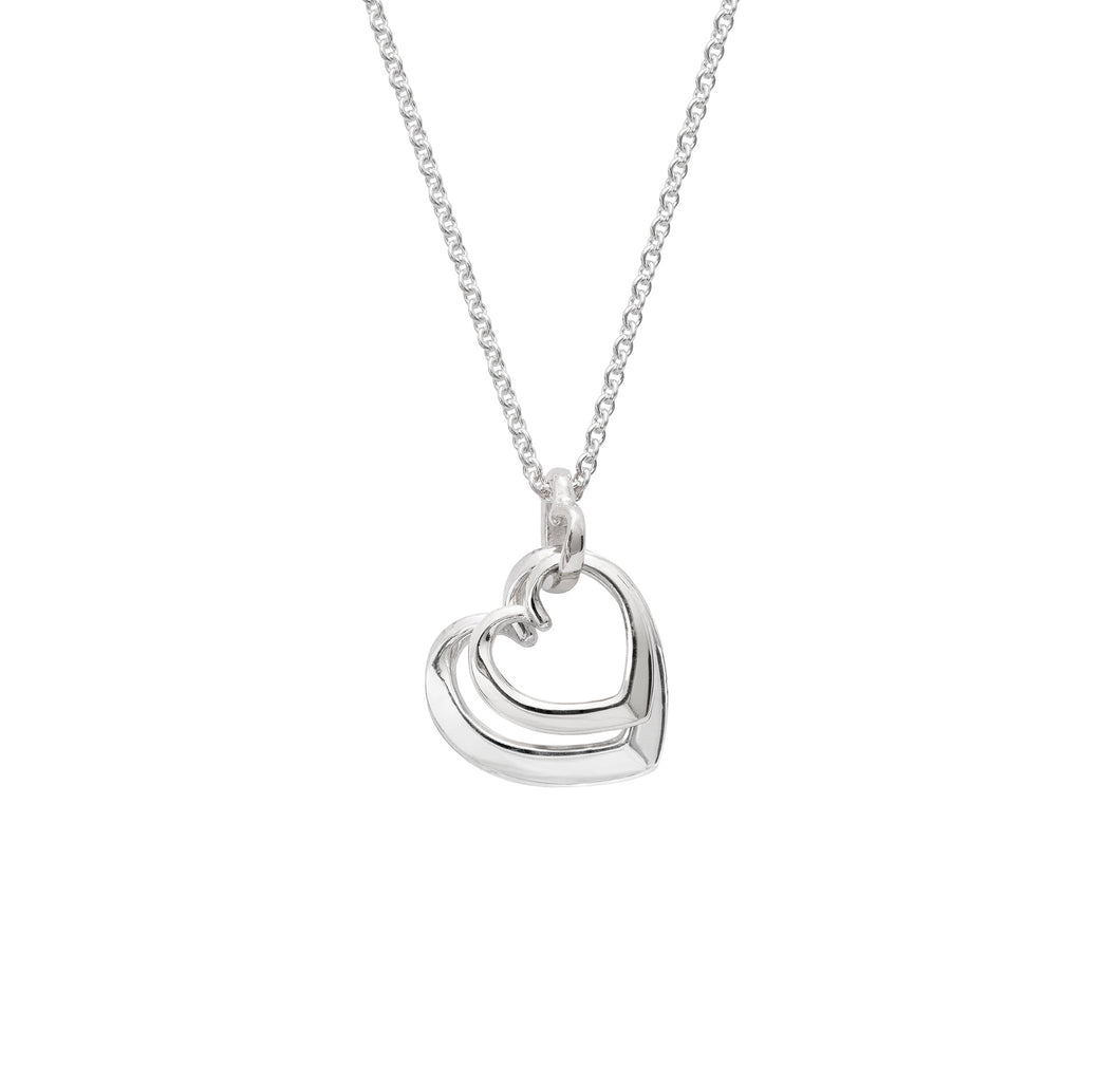 Andra Entwined Triple Heart Necklace Silver